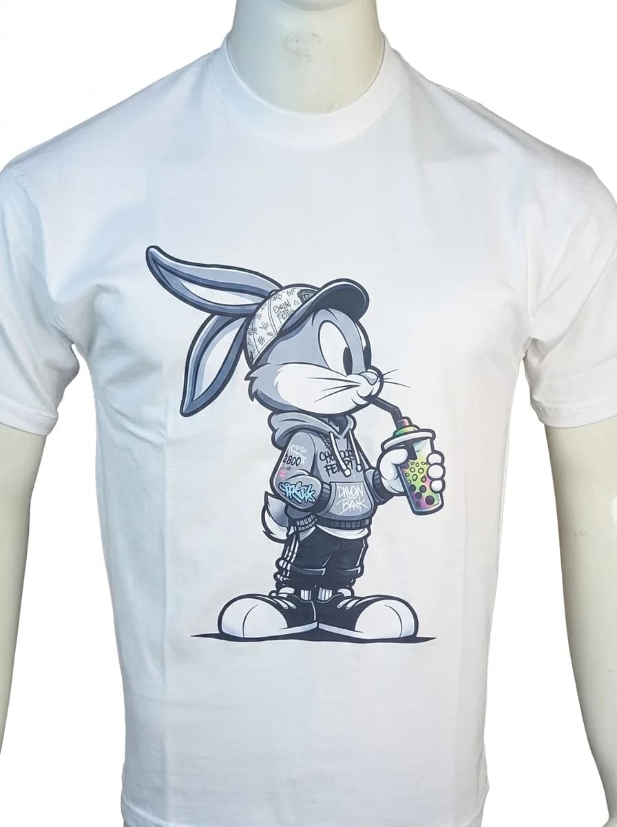 Graffiti Bunny Drop Shoulder Tee — view 3