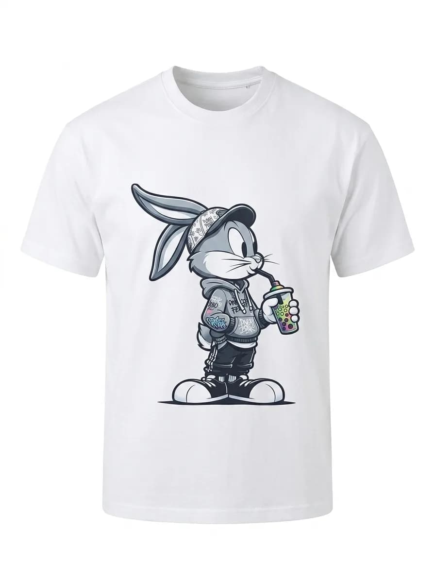 Graffiti Bunny Drop Shoulder Tee