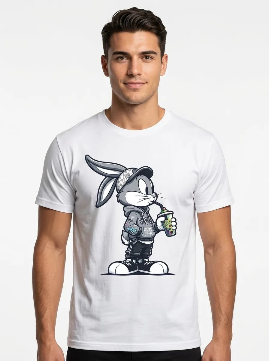 Graffiti Bunny Drop Shoulder Tee — alternate view